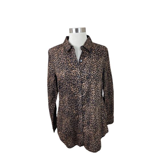 J. McLaughlin Animal Print Button Front Shirt Size Medium Closet Staple - Picture 1 of 4